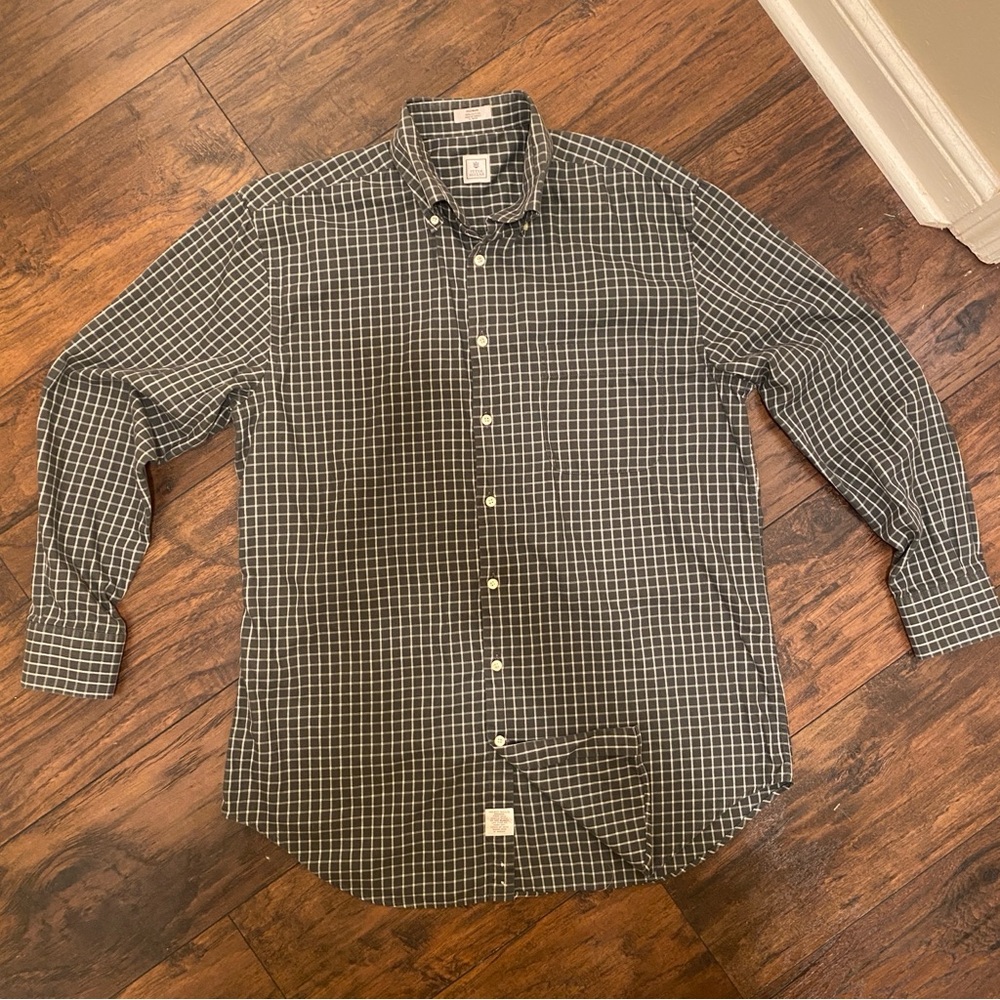 Peter Millar Hunter Green Checkered Button-Down Shirt – Men’s M